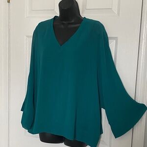 Marc New York Teal V-Neck Blouse